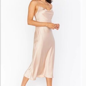 Verona Cowl Dress ~ Rose Gold Luxe Satin